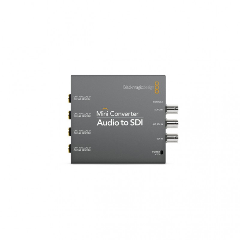 Blackmagic Design Mini Converter - Audio to SDI 2 SDI audio embedder from 8ch AES/EBU or 4ch analog audio SDI audio embedder from 8ch AES/EBU or 4ch analog audio