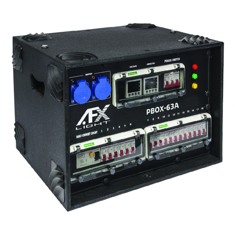 AFX Light PBOX-63A Powerbox 63A TRI input / 18 French socket outputs Powerbox 63A TRI input / 18 French socket outputs