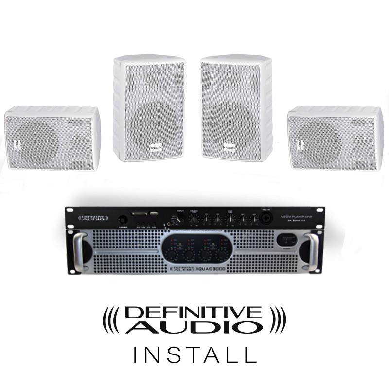 Definitive Audio PACK INSTALL BAR WHITE INSTALL PACK with 4x NEF8 WH + 1x QUAD300D + 1x MEDIA PLAYER ONE INSTALL PACK with 4x NEF8 WH + 1x QUAD300D + 1x MEDIA PLAYER ONE