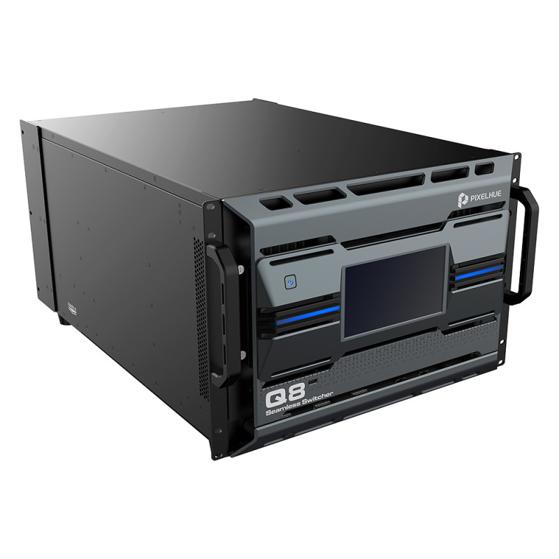 PIXELHUE Q8 mainframe(with flight case) One-as-all 4K multi-screen management presentation switcher-V1.0 One-as-all 4K multi-screen management presentation switcher-V1.0