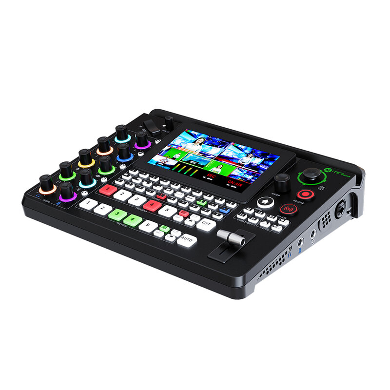 RGBlink mini-edge 5 channels all-in-one switcher, 4 x HDMI 2.0 inputs, dual HDMI 1.3 outputs, 8 audio inputs, 5.5" LCD screen 5 channels all-in-one switcher, 4 x HDMI 2.0 inputs, dual HDMI 1.3 outputs, 8 audio inputs, 5.5" LCD screen